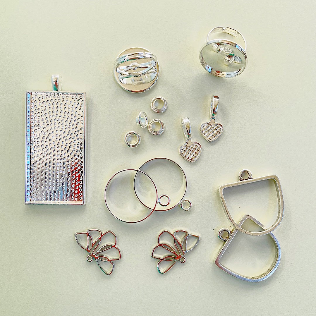 Open Bezel Pendants Jewelry Findings Assorted Geometric Resin Mold