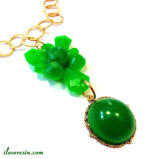 Pendant made with Resin Obsession bright green