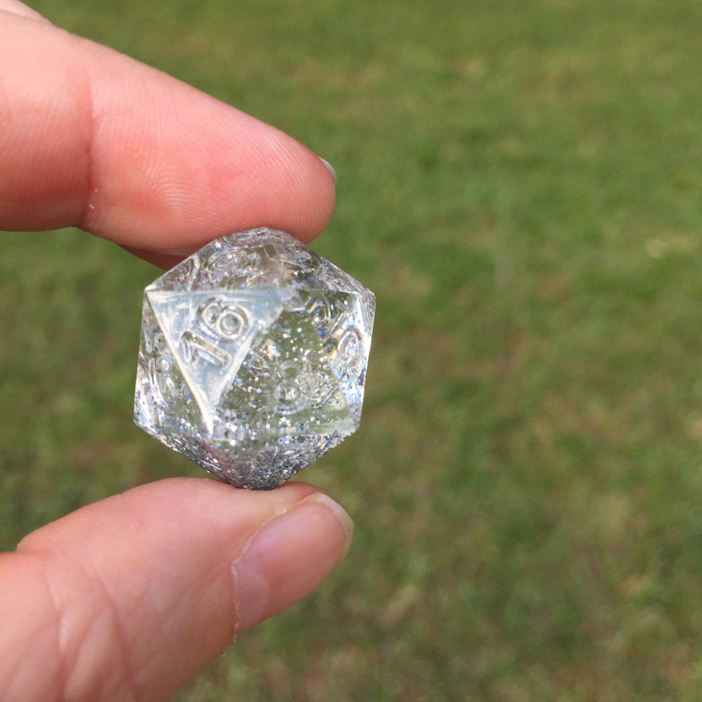 Clear dice made with Resin Obsession