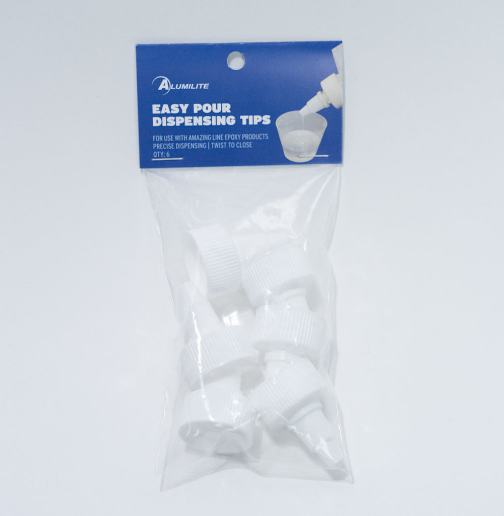 Easy pour dispensing tips front