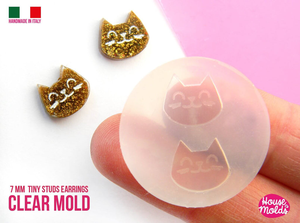 Cat stud earrings silicone mold