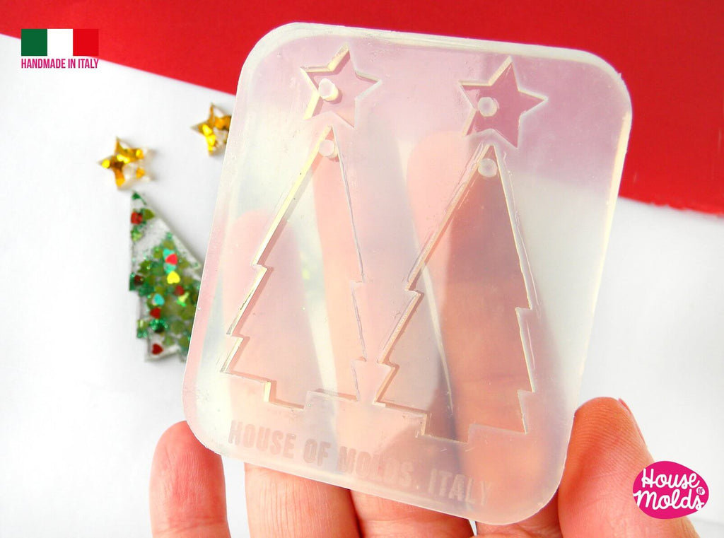 Clear silicone Christmas tree earrings mold