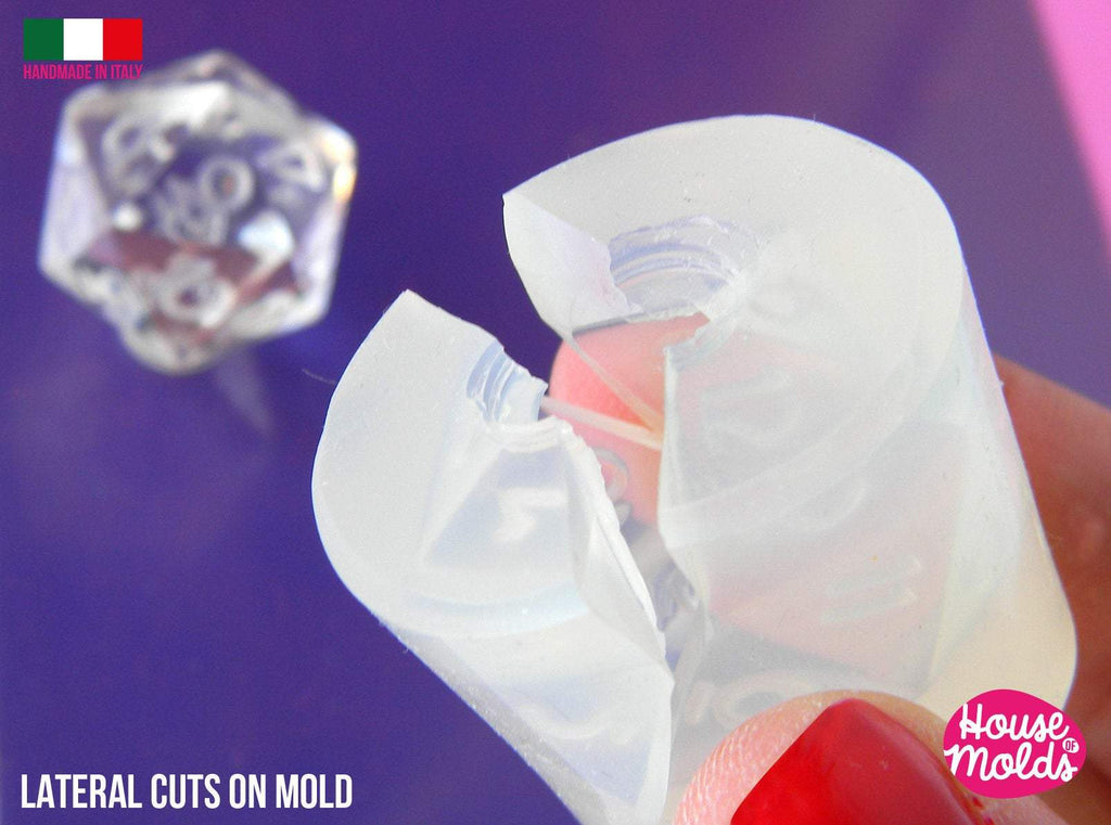 Clear silicone d20 dice mold