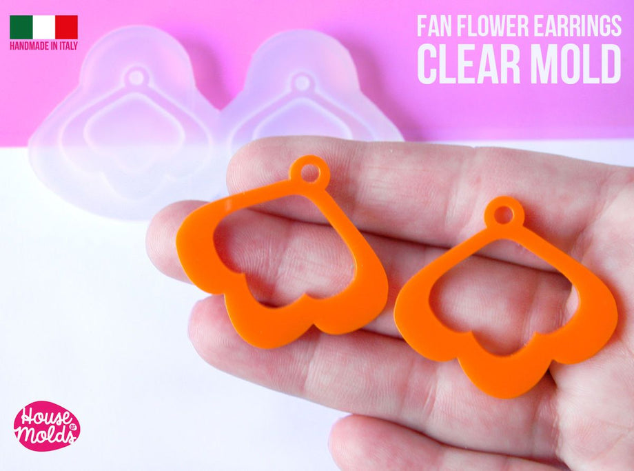 Clear silicone earrings mold open fan flower shape - resin earrings
