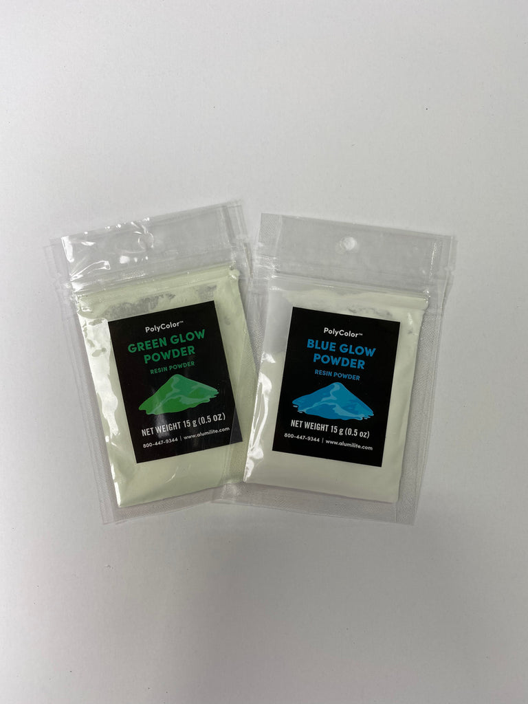 Blue and Green Resin Powder Bags