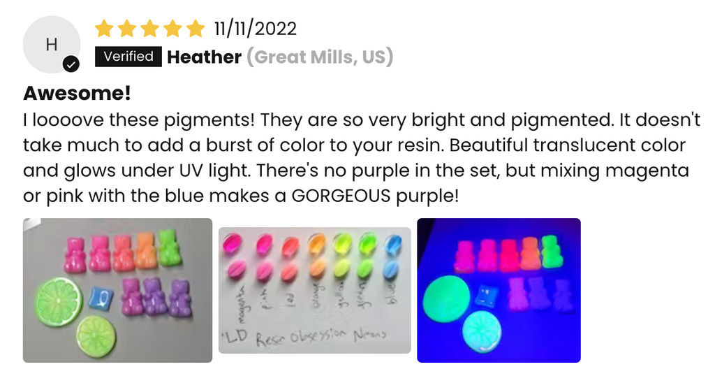 neon resin pigments review