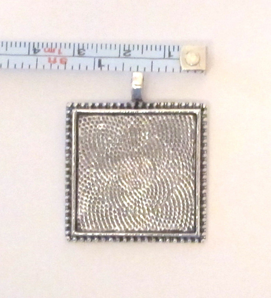 Square antique silver bezel cup pendant