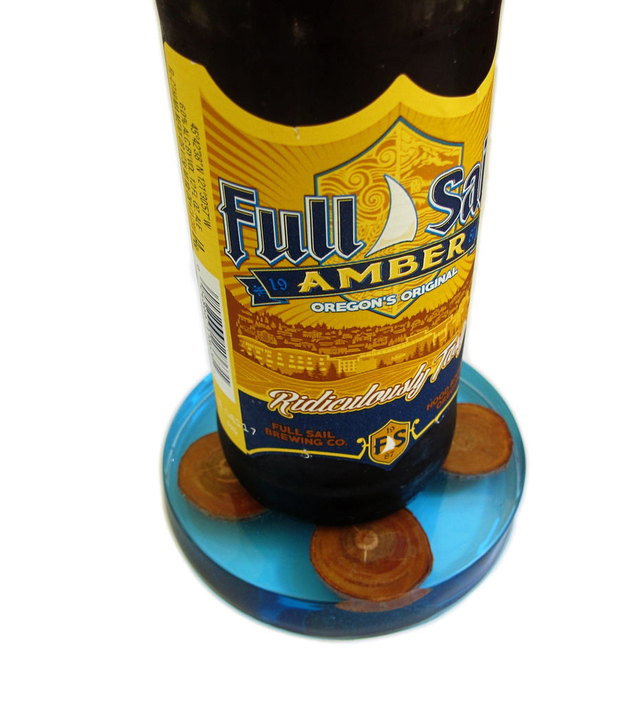 Beer bottle on resin coaster