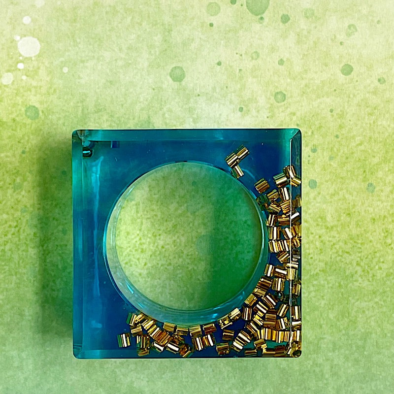 Blue square napkin ring