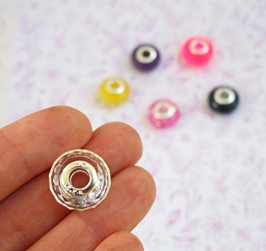 resin bead with silver grommet insert