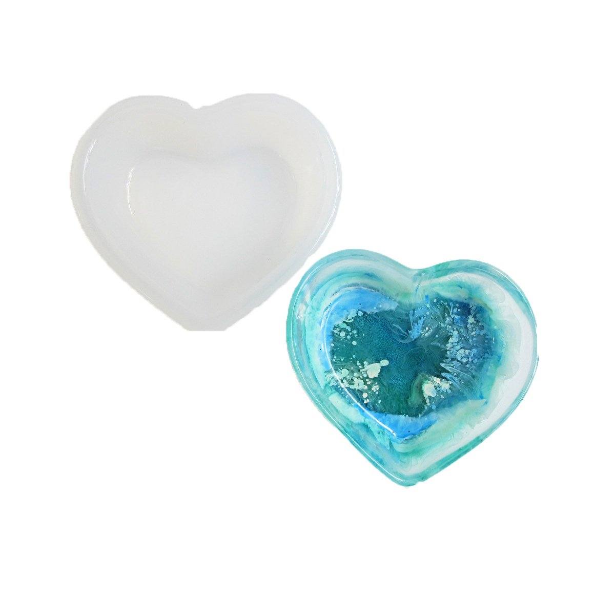 Heart bowl reusable silicone mold - make heart shaped resin bowls