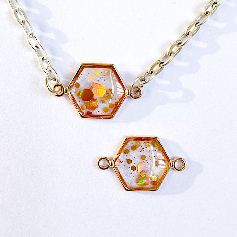 jewelry made with gold glitter and resin