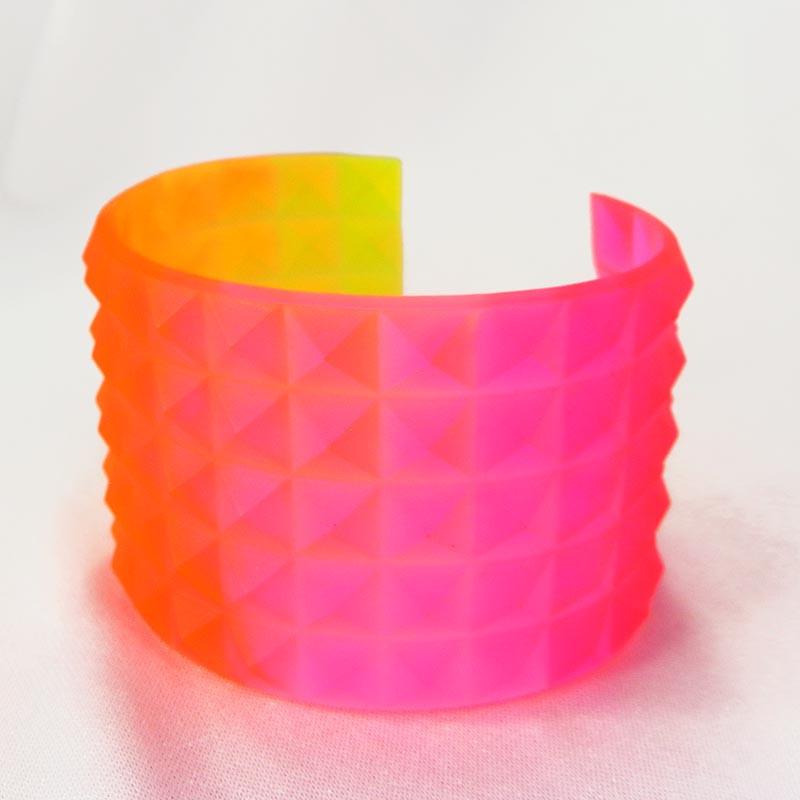 Resin cuff bracelet made with Resin Obsession neon pigments