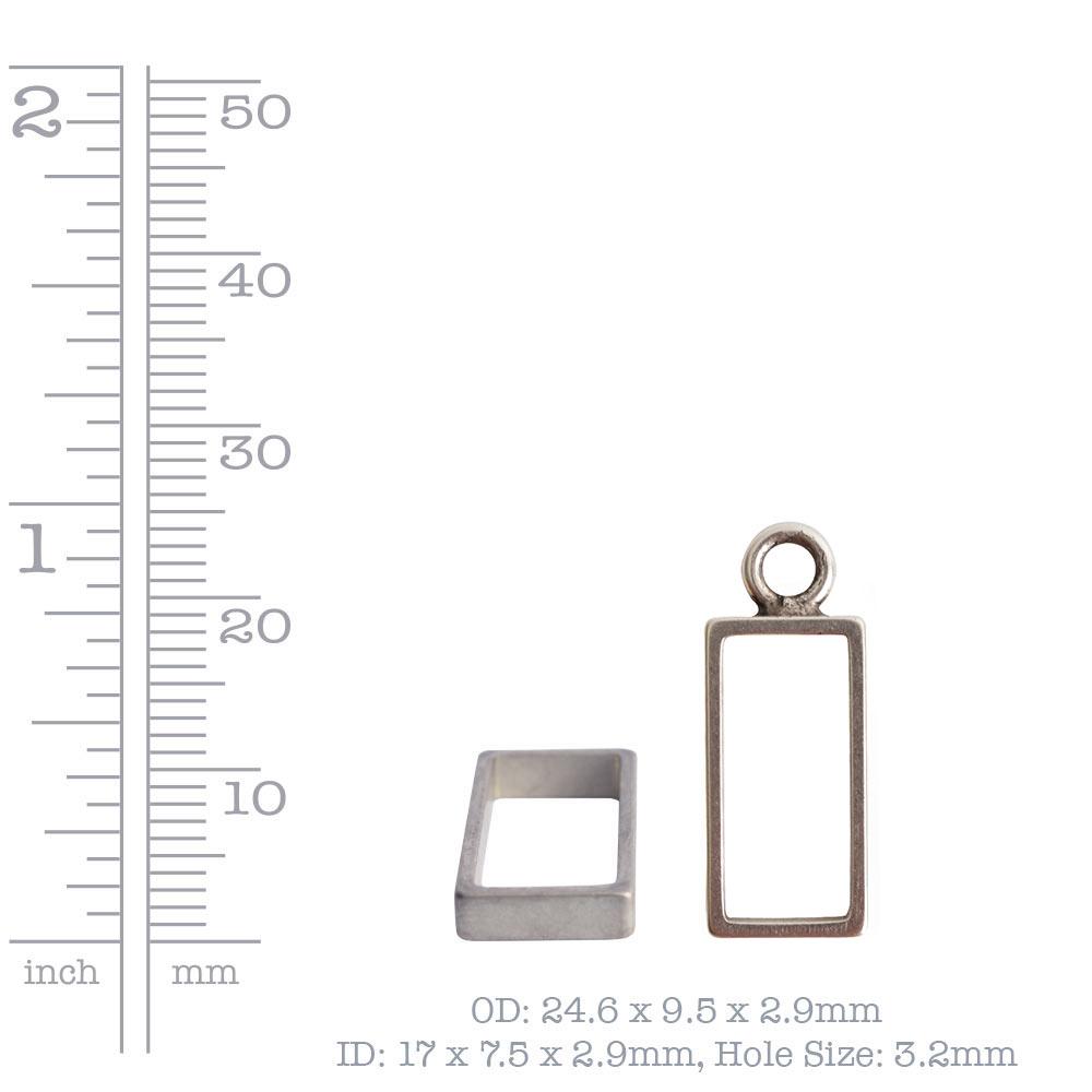 Silver rectangle bezel open backed