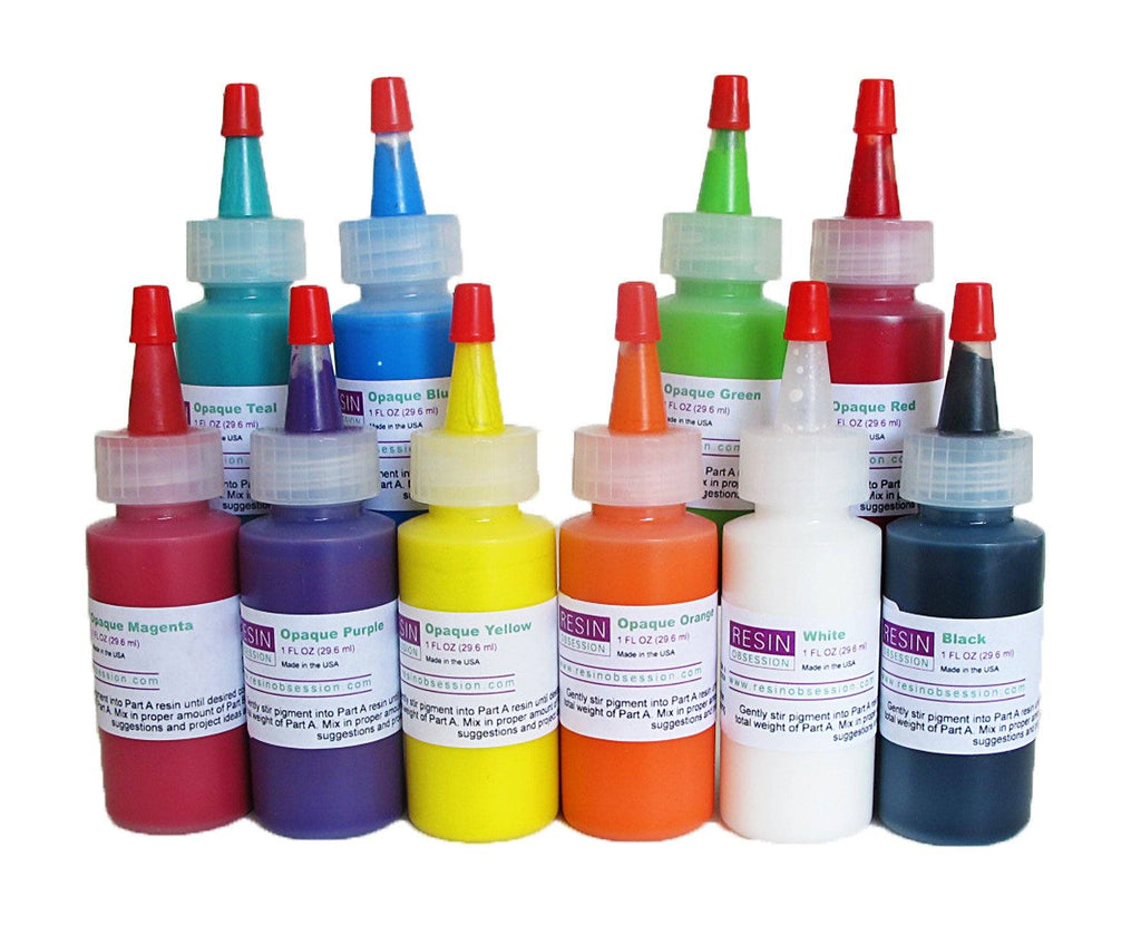 Set of ten opaque colors for epoxy resin
