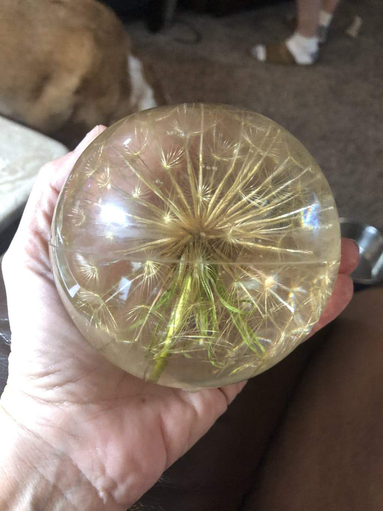 Dandelion paperweight made with Resin Obsession deep pour epoxy resin
