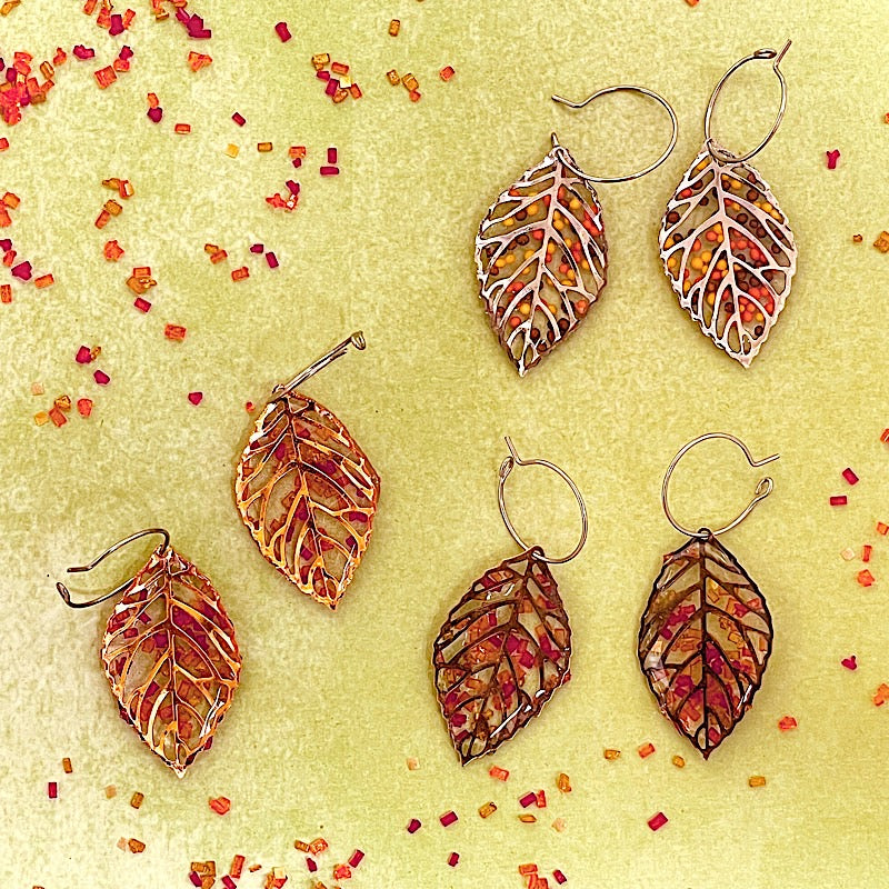 resin and leaf earrings