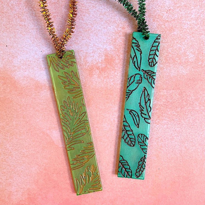 resin bookmarks with leaf details