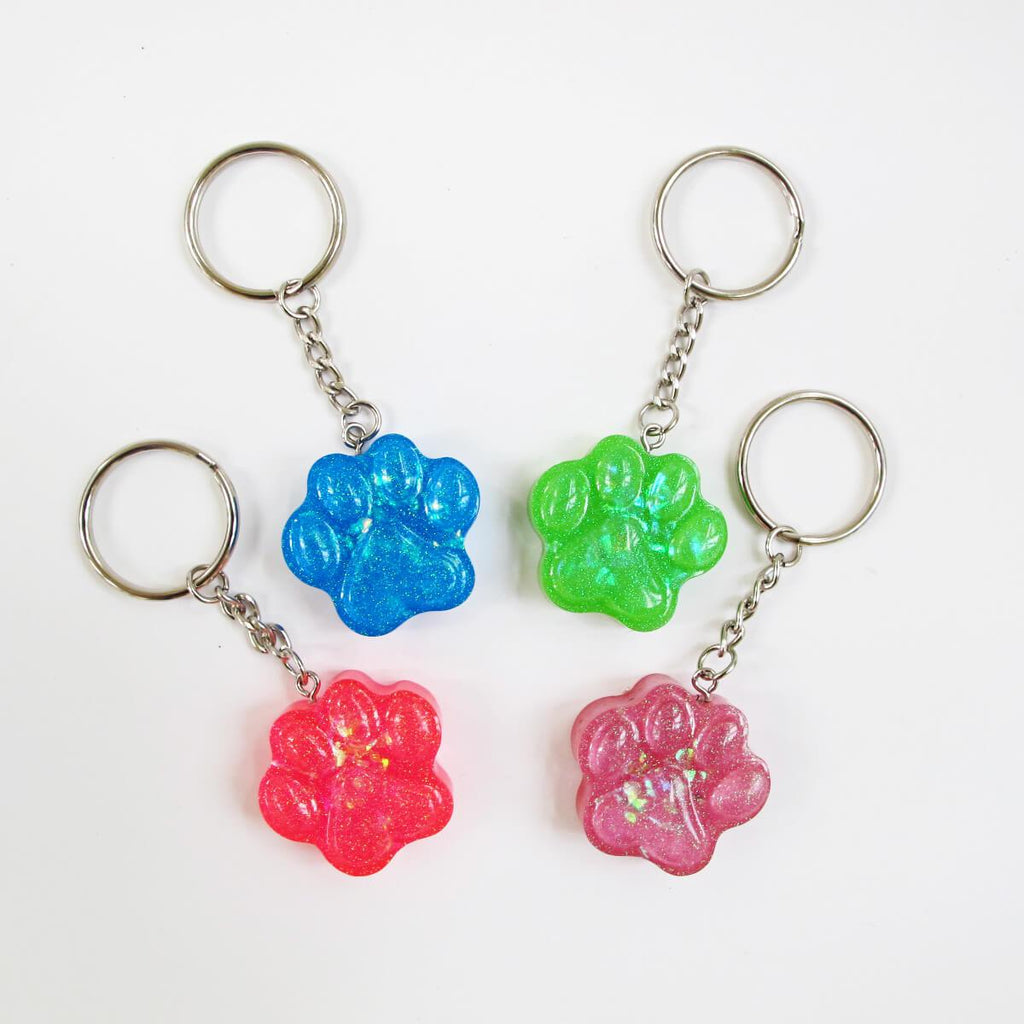 paw print resin keychains
