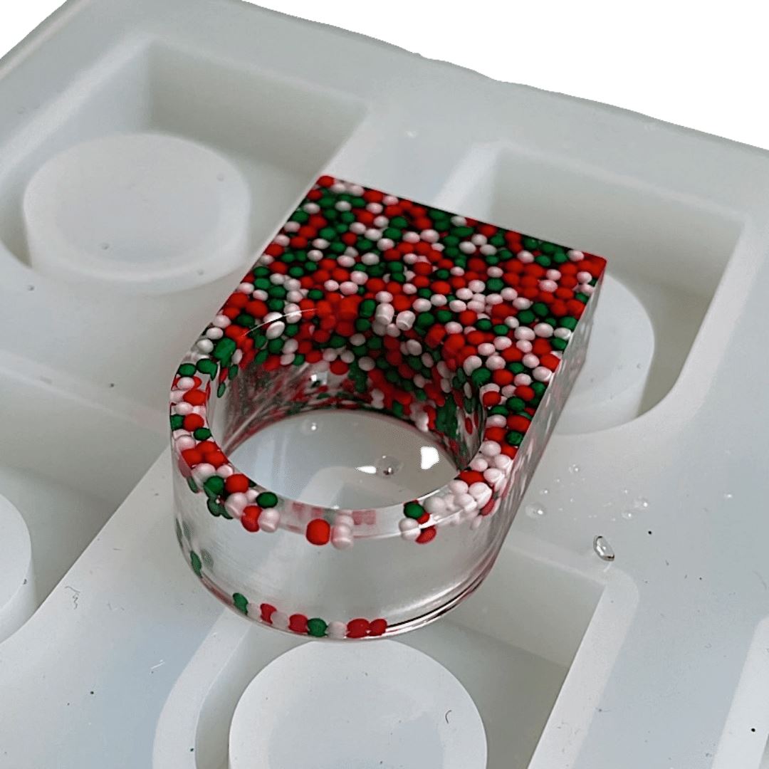 Clear silicone statement ring mold - 6 sizes on one mold