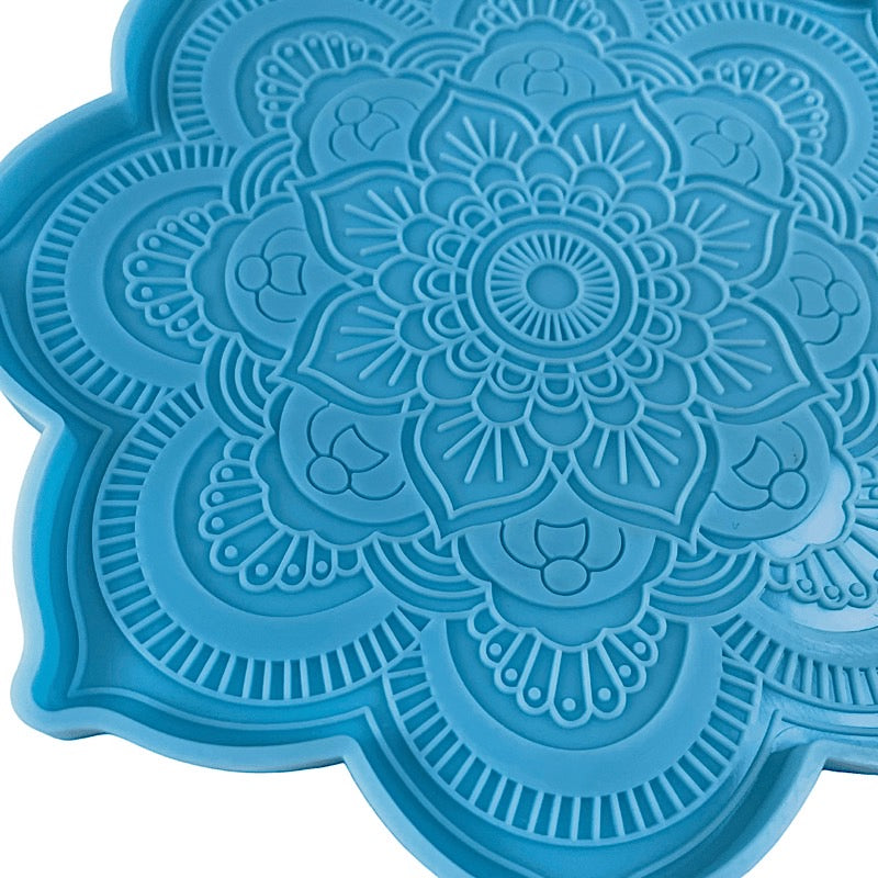 Silicone coaster mold for resin mandala details