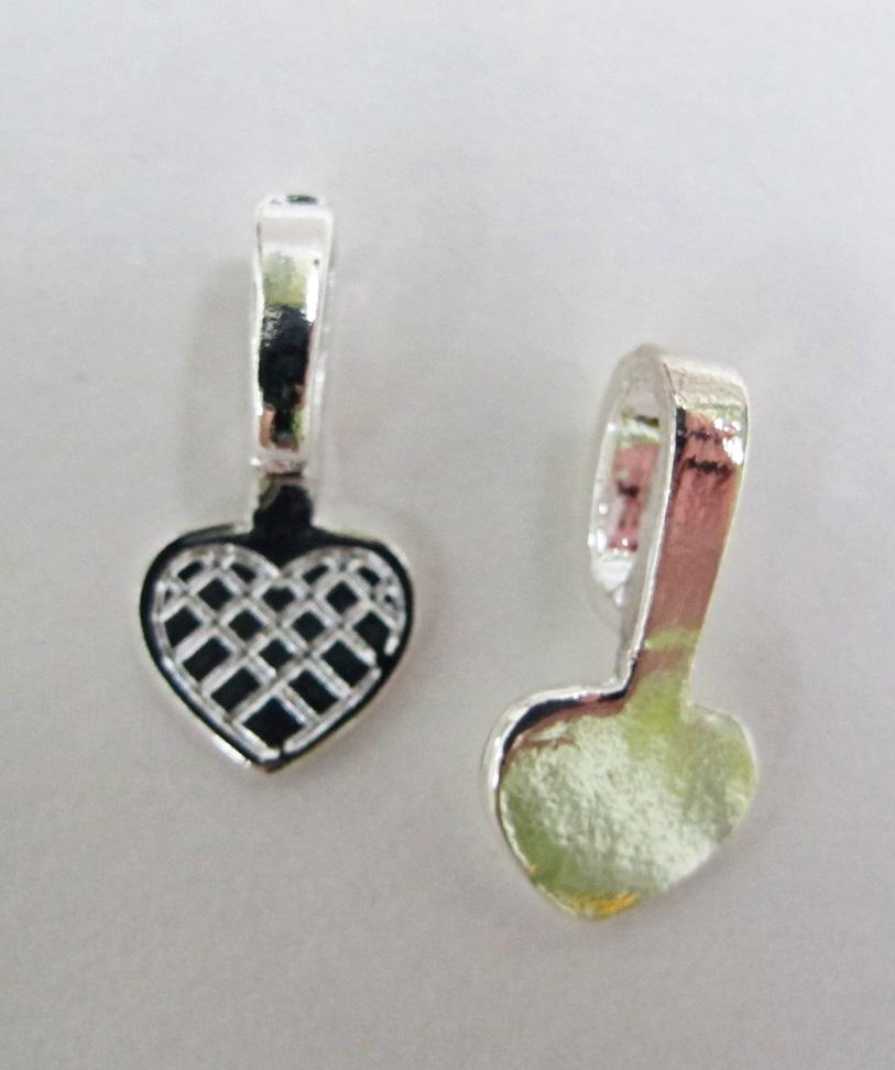 Silver plated heart bails